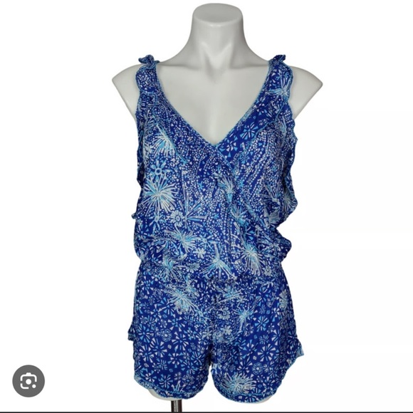 Poupette St. Barth Women’s Vibrant Blue Floral Romper...